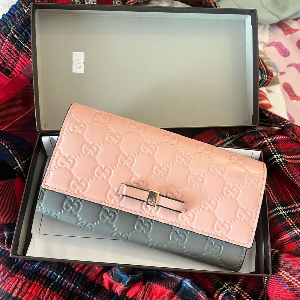 Gucci Guccissima Leather Continental Bow Wallet - Picture 2 of 13